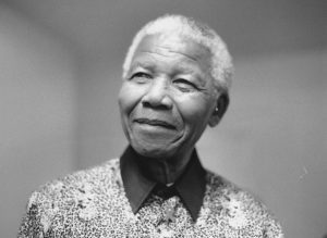 Black and white image of Nelson Mandela